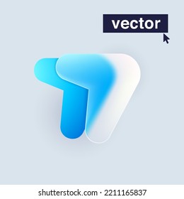 Logo número siete en estilo morfismo de vidrio. Icono de luz translúcida vectorial sobre fondo blanco. Emblema azul y blanco transparente escarpado. Perfecto para aplicaciones, diseño moderno, publicidad vibrante.