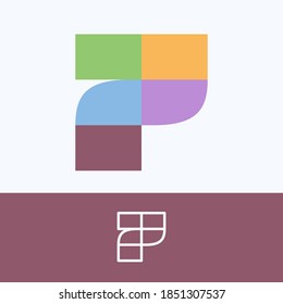 Number seven logo made of block pattern with pretty dim colors. Vector template perfect to use in a cute corporate identity, greeting packaging, wedding posters, clothes design, and others.  svg