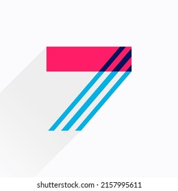 Number seven logo made of overlapping lines. Perfect for applique art, children design, vibrant advertising, mosaic packaging, pattern identity.