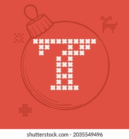 Number seven logo is made of thick round knits. Flat style lettering with a set of bonus icons. Perfect for the 2022 New Year, Ugly Sweater Party, Christmas souvenirs design like a ball.