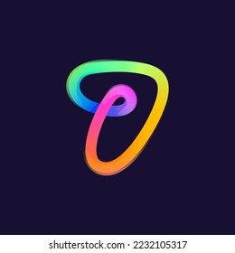 Logo número siete. Icono de una línea de gradiente arcoiris. Emblema multicolor que se opone con brillo brillante. Ideal para aplicaciones coloridas, diseño de arte callejero, publicidad brillante, empaque de juguetes, identidad multimedia.