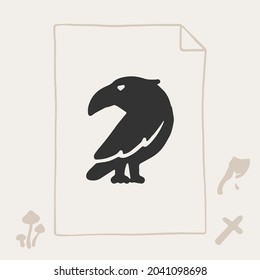 Number seven logo with a raven. Vector template for your Halloween carddesign.