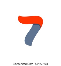 Number seven logo with a red flag line. Fast speed vector script type.