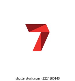 Number seven logo. red glossy style. Vector design template elements for your application or company.