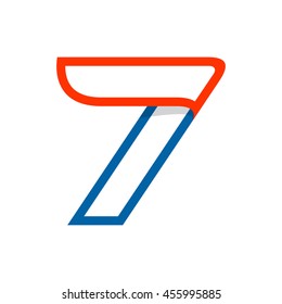 Number seven logo with red wing. Sport elements for sportswear, t-shirt, banner, card, labels or posters.