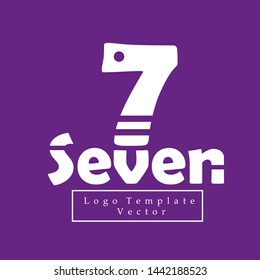 Number seven Logo template, 7 Logo Design, white object and purple background - Vector