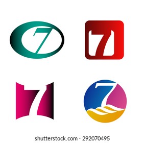 Number seven logo template. Abstract icon
