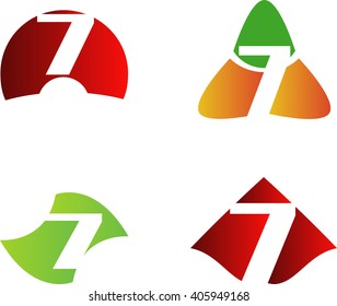 Number seven logo template. Abstract icon set
