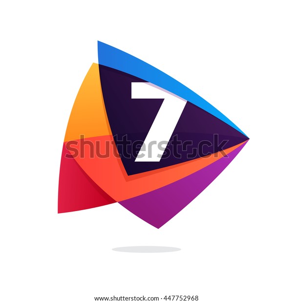 Number Seven Logo Triangle Play Button: vector de stock (libre de ...