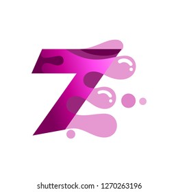 number seven logo vector with water bubble 