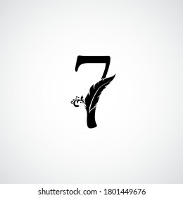 Number Seven Luxury Feather Logo Icon