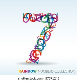 Number seven made from colorful numbers -  check my portfolio for other numbers