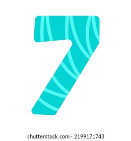 The number seven is made in the cute form. 7 Isolated on a white background. Vector illustration.