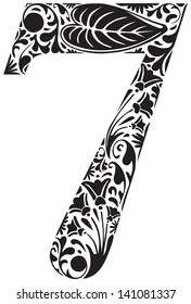 Number seven made of floral elements
