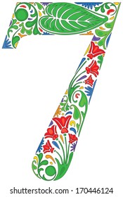 Number seven made of floral elements