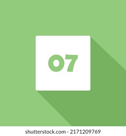 Número siete modernos iconos de diseño plano en marco blanco en pantalla verde para uso comercial e impresión de calendario.