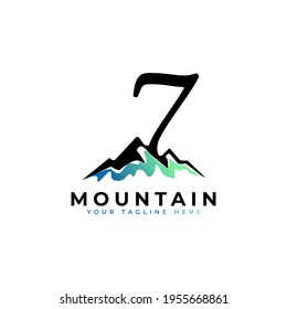 Logo de la Montaña Número Siete. Explore Mountain Advanture Symbol Company Logo Template (Elemento de plantilla del logotipo de la empresa).