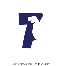 Number seven with a negative space dog logo