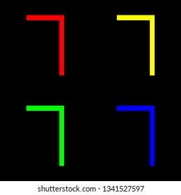 Number seven, numeral icon, color set. Black background