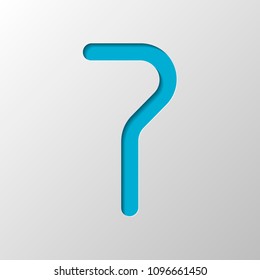 Number seven, numeral, simple letter. Paper design. Cutted symbol with shadow
