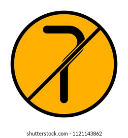 Number seven, numeral, simple letter. not allowed, black object in warning sign with orange background color