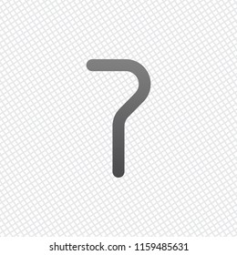 Number seven, numeral, simple letter. On grid background