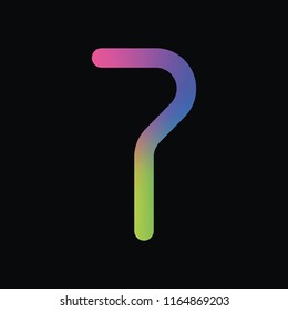 Number seven, numeral, simple letter. Rainbow color and dark background