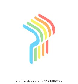 Number seven, numeral, simple letter. Stack of colorful isometric icons on white background
