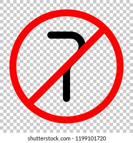 Number seven, numeral, simple letter. Not allowed, black object in red warning sign with transparent background