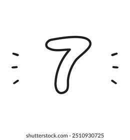 Number seven. Outline vector icon. Illustration on white background. black color.