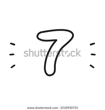 Number seven. Outline vector icon. Illustration on white background. black color.