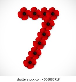 number seven in poppies