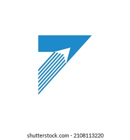 number seven rocket arrow motion symbol logo vector