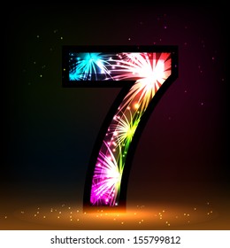 Number seven. Salute- vector isolated on black background