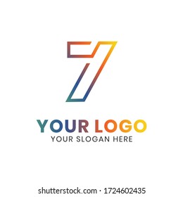 Number seven sharp edge colorful line logo concept illustration vector design