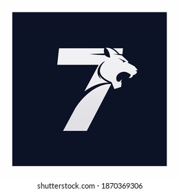 Number Seven Tiger, Numeral Predator Logo Design Vector