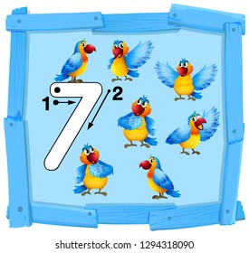 Number seven tracing guide illustration
