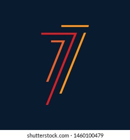 Number seven vector font alphabet, modern dynamic flat design with brilliant colorful for your unique elements design ; logo, corporate identity, application, creative poster & more 