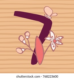 Number Seven. Vector hand drawn floral monogram decorated with fruits and flowers. Perfect for posters, invitation, greeting card, webs graphics, blog, banner, logo