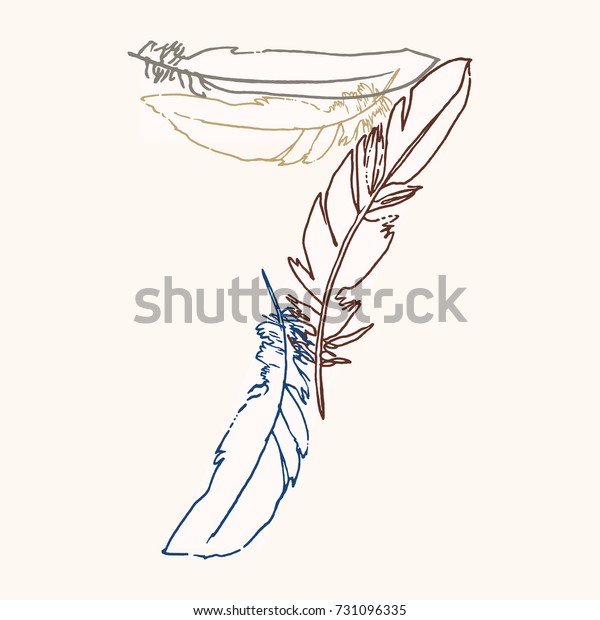Number Seven Vector Hand Drawn Monogram: стоковая векторная графика ...
