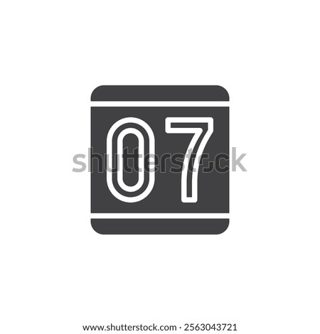 Number seven vector icon. filled flat sign for mobile concept and web design. Car Number Plate glyph icon. Symbol, logo illustration. Vector graphics