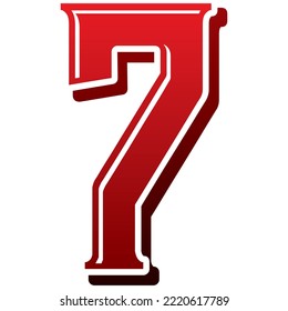 Ilustración del vector número siete. Número 7 Aislado En Un Fondo Blanco
