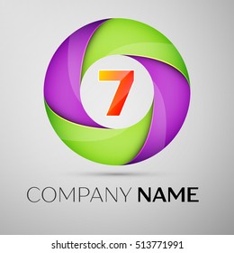 Number seven vector logo symbol in the colorful circle. Vector template for your design