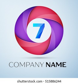 Number seven vector logo symbol in the colorful circle. Vector template for your design