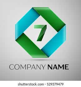 Number seven vector logo symbol in the colorful rhombus. Vector template for your design