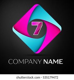 Number seven vector logo symbol in the colorful rhombus. Vector template for your design