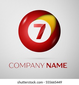 Number seven vector logo symbol in the colorful circle on grey background. Vector template for your design