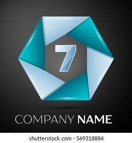 Number seven vector logo symbol in the colorful circle on black background. Vector template for your design