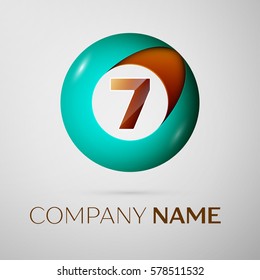 Number seven vector logo symbol in the colorful circle on grey background. Vector template for your design