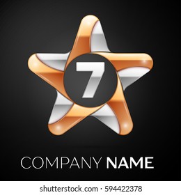 Number seven vector logo symbol in the colorful star on black background. Vector template for your design